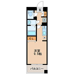 パークフラッツ五橋 ワンルームの間取図画像