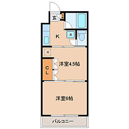イーグルハイツ1高松 2Kの間取図画像