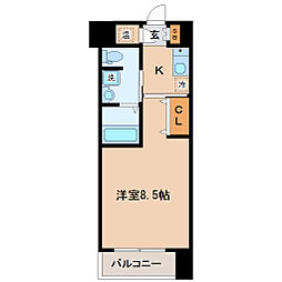 アントラ立町 1Kの間取図画像