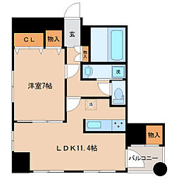 USビル 1LDKの間取図画像