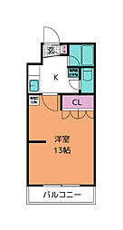 イーグルハイツ萩野町 1Kの間取図画像