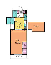 クレスト連坊 1DKの間取図画像