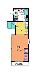 クレスト連坊 1DKの間取図画像