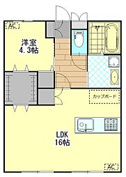清水マンション 1LDKの間取図画像