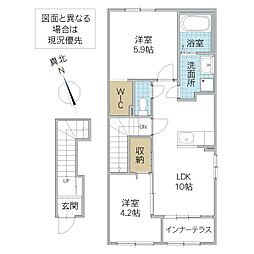 colline 203号室 2階2LDKの間取り