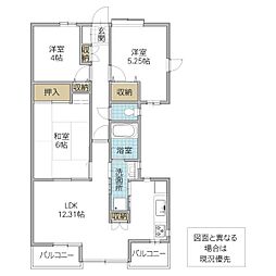リッシェル筑波 4階3LDKの間取り