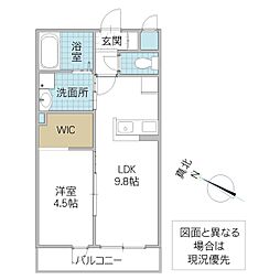 Olive 2階1LDKの間取り