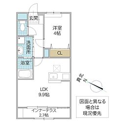 Olive 1階1LDKの間取り