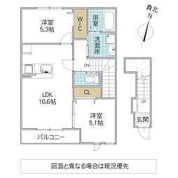 OLI OLI A 2階2LDKの間取り