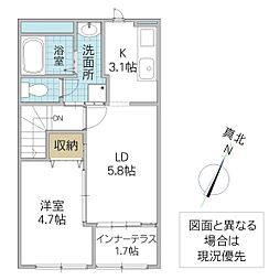 (仮)つくば市高見原新築アパート 210号室 2階1LDKの間取り