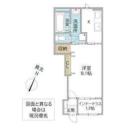 (仮)つくば市高見原新築アパート 112号室 1階1Kの間取り