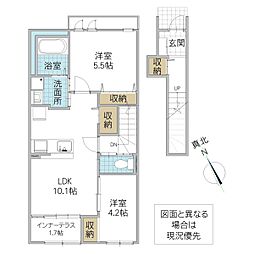 仮)阿見町阿見新築アパート 2階2LDKの間取り