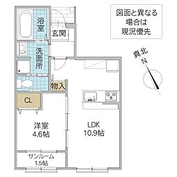city heights II 103号室 1階1LDKの間取り