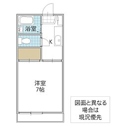 栗原コーポ 1Kの間取図画像