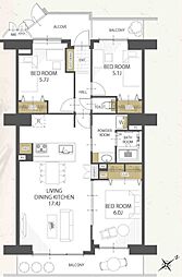 サンライフ取手A棟 3LDKの間取図画像