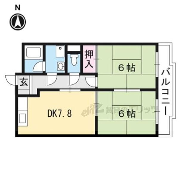 グランドールさかた 302｜京都府京都市左京区岩倉忠在地町(賃貸マンション2DK・3階・44.90㎡)の写真 その2