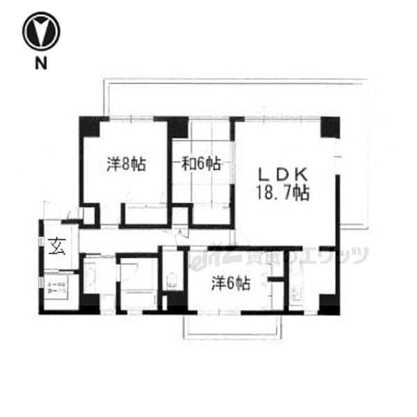 コンチネンタルヒロ 302｜京都府京都市左京区岩倉西河原町(賃貸マンション3LDK・3階・95.76㎡)の写真 その2