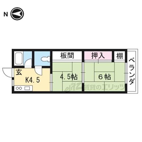 京都府京都市左京区一乗寺払殿町(賃貸マンション2K・3階・32.00㎡)の写真 その2