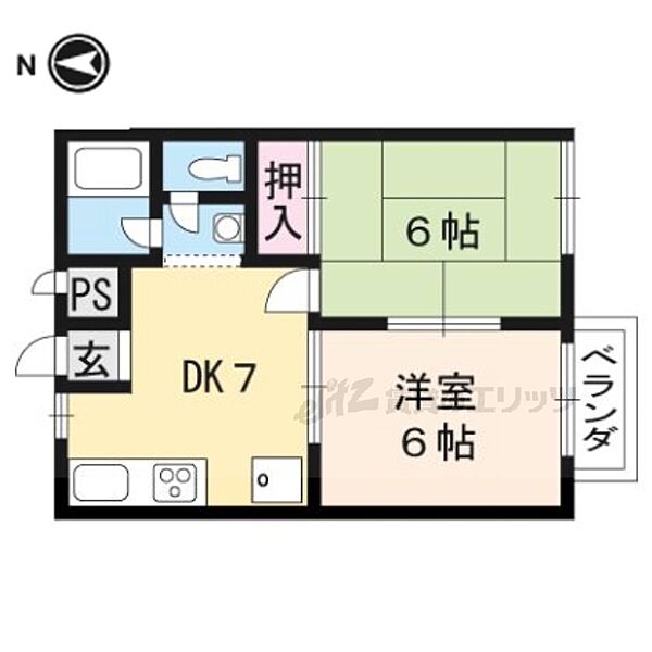 ラフォーレダイゴＢ棟 201｜京都府京都市北区西賀茂中川上町(賃貸アパート2DK・2階・37.00㎡)の写真 その2