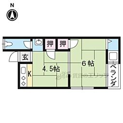 叡山電鉄叡山本線 茶山・京都芸術大学駅 徒歩1分の賃貸マンション 1階2Kの間取り