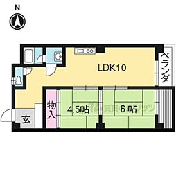 叡山電鉄叡山本線 茶山・京都芸術大学駅 徒歩10分の賃貸マンション 4階2LDKの間取り