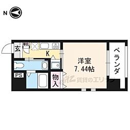 京都地下鉄東西線 京都市役所前駅 徒歩4分の賃貸マンション 2階1Kの間取り