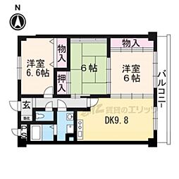 GREENFOREST松ヶ崎 3階3LDKの間取り