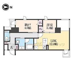 京都地下鉄東西線 二条駅 徒歩12分の賃貸マンション 7階1LDKの間取り