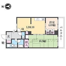 日興御所前スカイマンション 2LDKの間取図画像