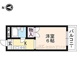 宝ケ池ハイツ 1Kの間取図画像