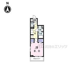 京都市北区大宮東小野堀町アパート 1Kの間取図画像