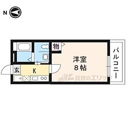 フラッティ一条智恵光院 1Kの間取図画像