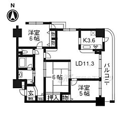 ルイシャトレ二条城 3LDKの間取図画像