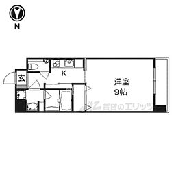 カンパネラ今出川 1Kの間取図画像