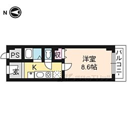 ミネ北山 1Kの間取図画像