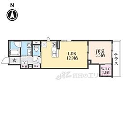 GARNETRESIDENCE聖護院1 1LDKの間取図画像