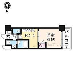 アクアプレイス京都三条朱雀 1Kの間取図画像