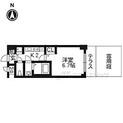プレサンス京都五条天使突抜 1Kの間取図画像