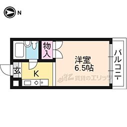 メイプル渡辺1 1Kの間取図画像