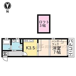 ドーリアNIJO駅東 1Kの間取図画像