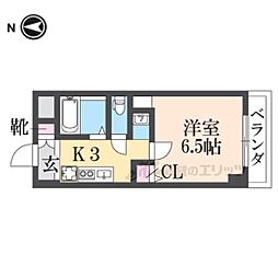 Aフラット高野 1Kの間取図画像