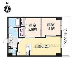 SAKIZOVilla烏丸四条 2LDKの間取図画像