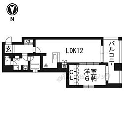 リーガル京都烏丸御池 1LDKの間取図画像