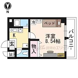 ヴィラカラスマ五条 1Kの間取図画像