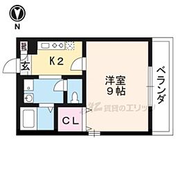 Amour一乗寺1 1Kの間取図画像