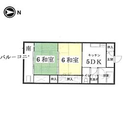 丸川ハイツ 2Kの間取図画像
