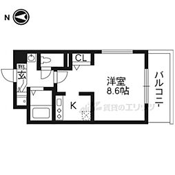 スワンズ京都二条城北 ワンルームの間取図画像