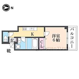 プリオーレ衣笠 1Kの間取図画像
