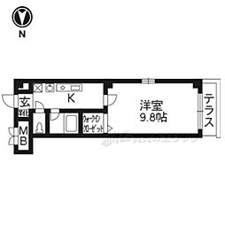 グリーンヒル洛北 1Kの間取図画像