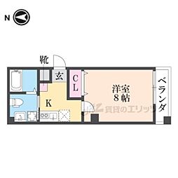 メゾン・オンディーヌ 1Kの間取図画像